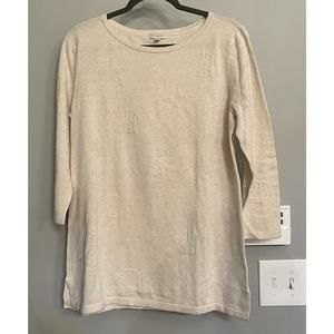 Talbots Sweater Lightweight 3/4 Sleeve Sea Shells Women’s Medium NWT‎